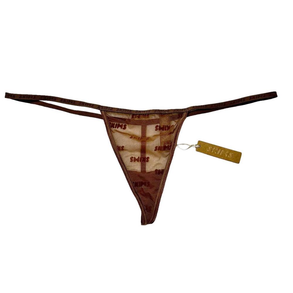 NWT Skims Mesh Logo Micro Thong in Jasper Women’s 3X
